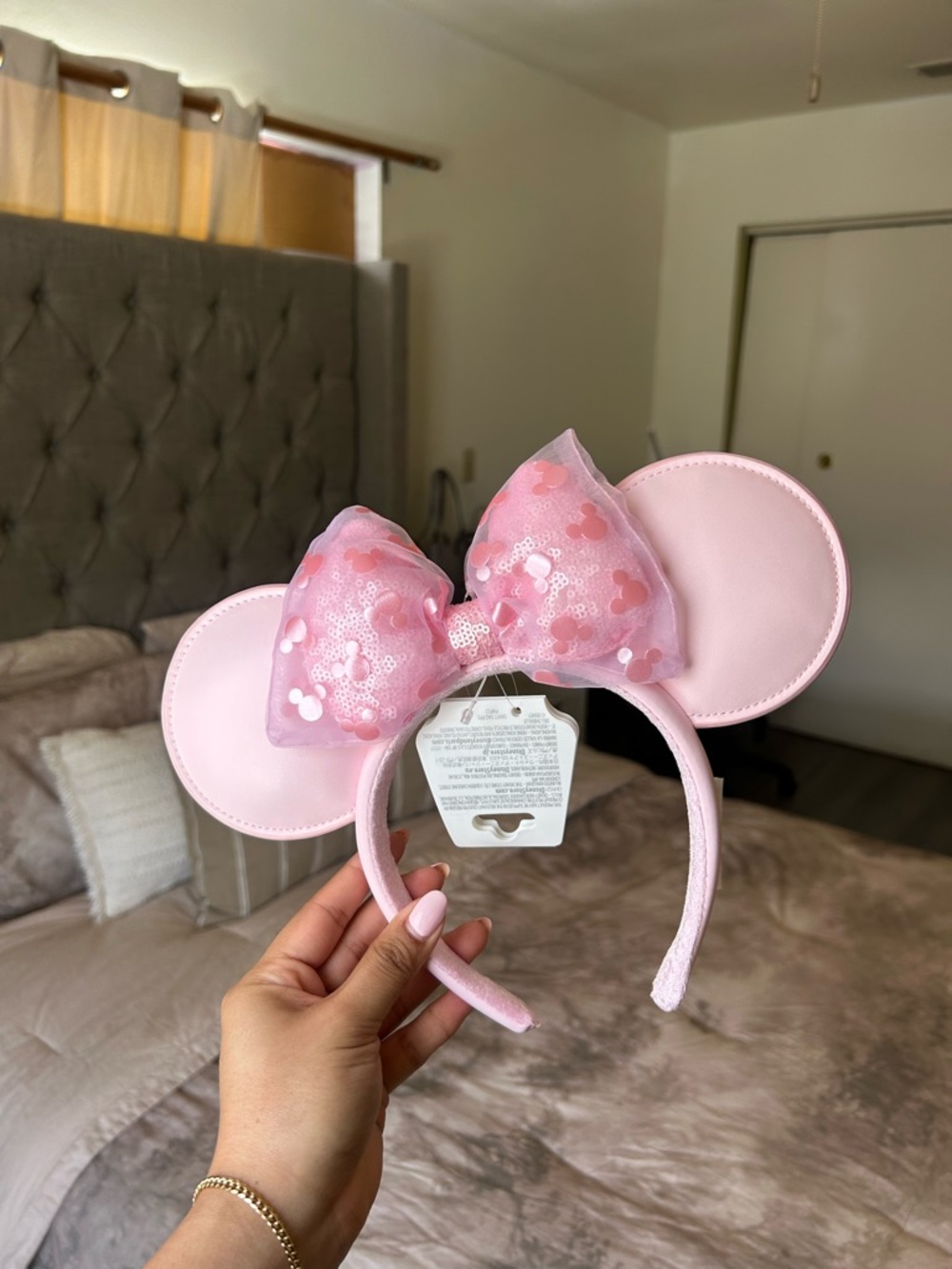Disney Pink Sequin Minnie Mouse Ears Headband